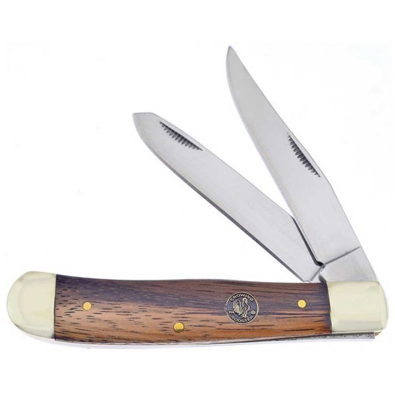 Frost Steel Warrior Trapper Pocket Knife Zebra Outback Smoke and Slice